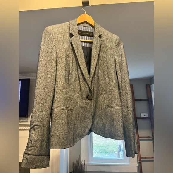 ZARA BASIC one button lined blazer petite M - Picture 2 of 12